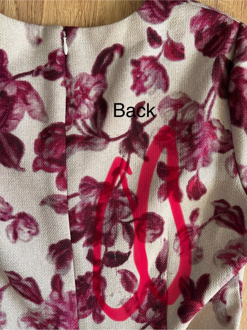 Gal Meets Glam Cream Dress with Burgundy Floral Accents - Picture 11 of 11